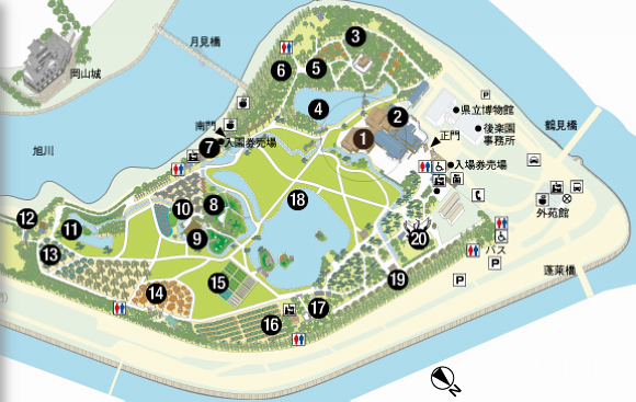 冈山的后乐园是日本三大名园,占地相当的大有13公顷, 裏面有各式各样